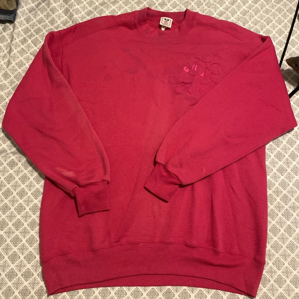 Vintage 90s Disney World Minnie Mouse Sweatshirt, Pink, Size XL